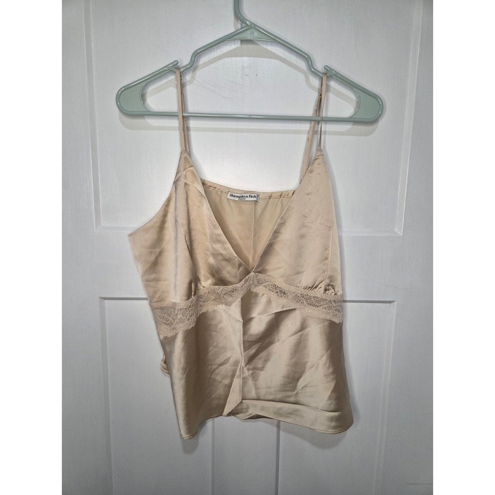 Abercrombie & Fitch Sleepwear Satin Lace Trim Camisole Top Champagne XL